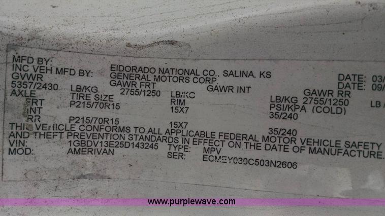 image for item Z9499 2005 Chevrolet Venture Cargo van