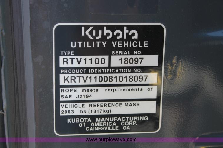 image for item H5823 2008 Kubota RTV1100 UTV