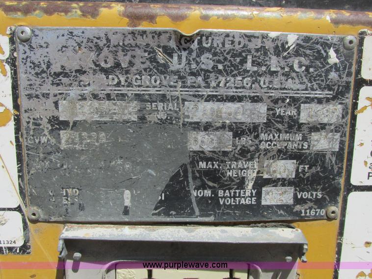 image for item A8791 1999 Grove MZ66DXT boom lift