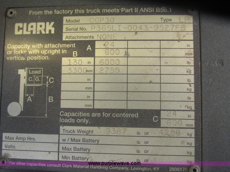 image for item H4655 Clark CGP30 forklift