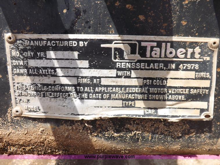 image for item K3935 2001 Talbert equipment trailer