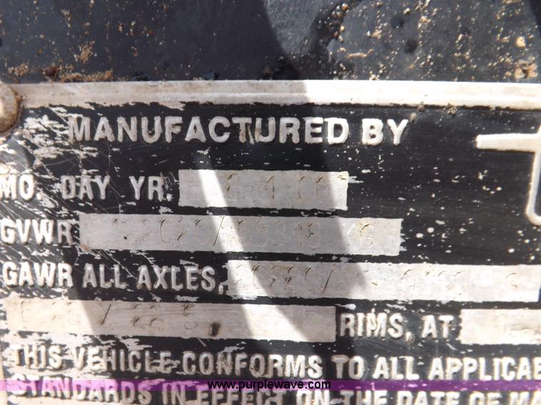 image for item K3935 2001 Talbert equipment trailer