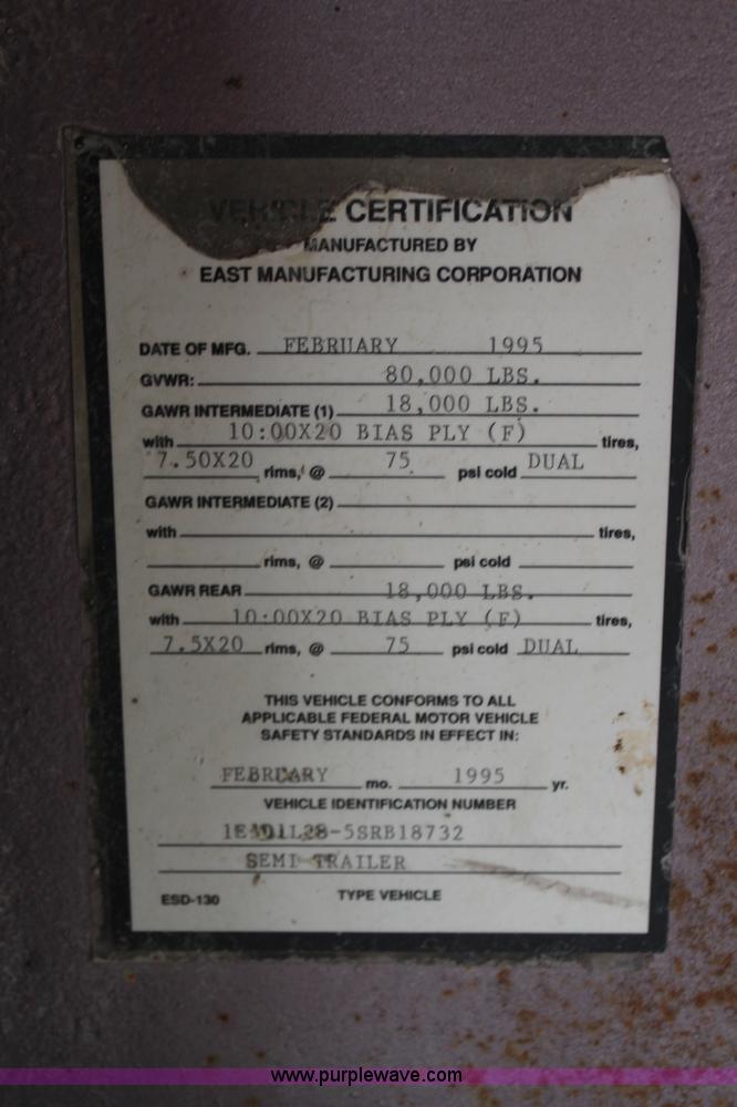 image for item K6870 1995 East aluminum end dump trailer