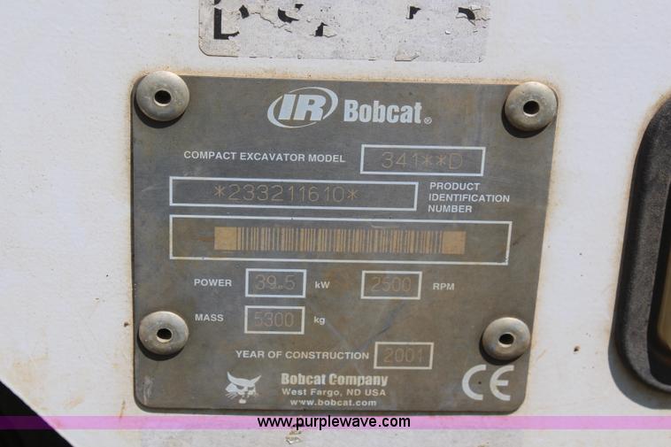 image for item K6964 2001 Bobcat 341 compact excavator