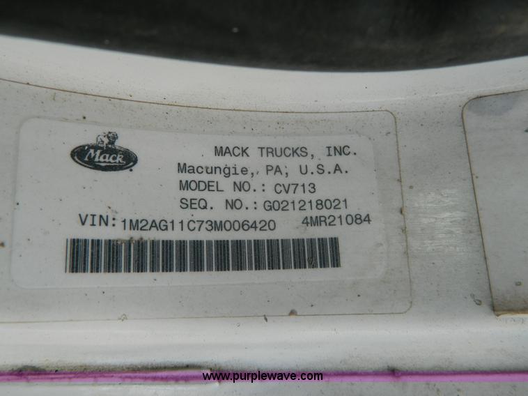 image for item K8071 2003 Mack CV713 dump truck