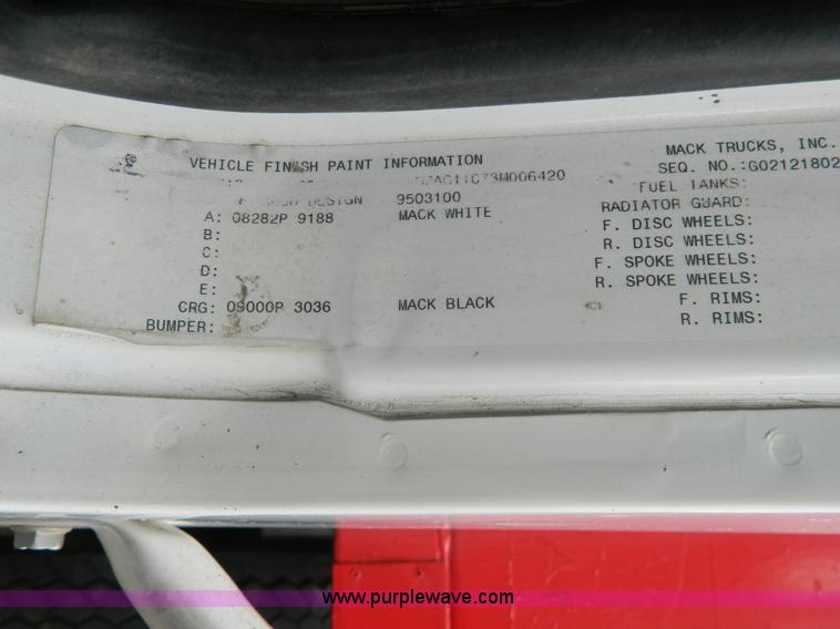 image for item K8071 2003 Mack CV713 dump truck