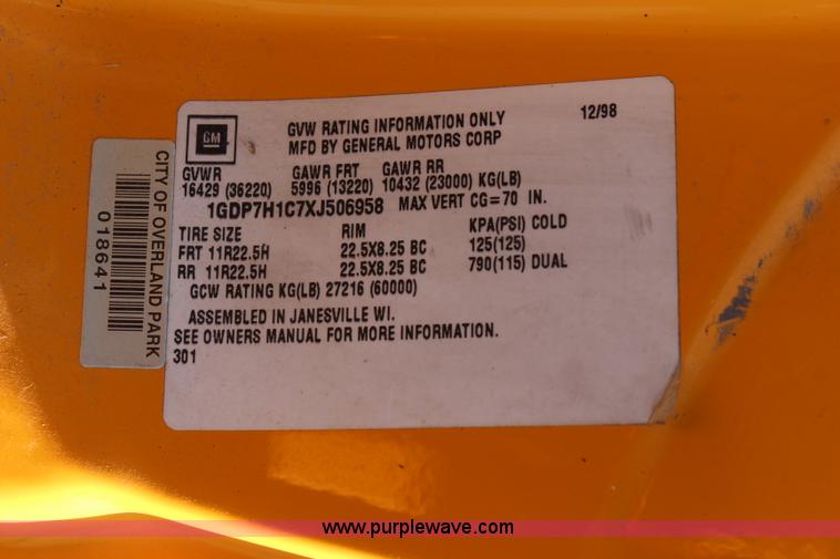 image for item K8765 1999 GMC C8500 dump truck