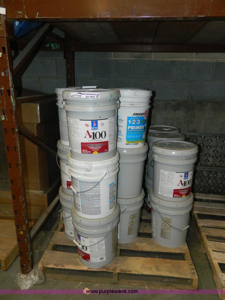 image for item AX9870 (14) five gallon cans of Sherwin Williams latex paint