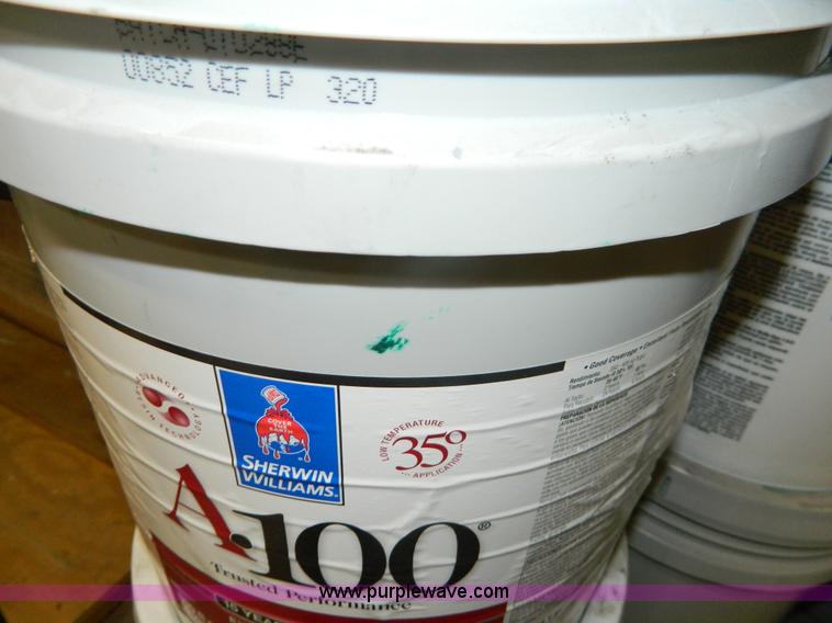 image for item AX9870 (14) five gallon cans of Sherwin Williams latex paint