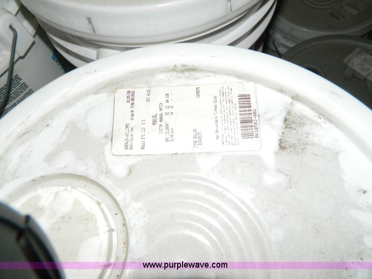 image for item AX9870 (14) five gallon cans of Sherwin Williams latex paint