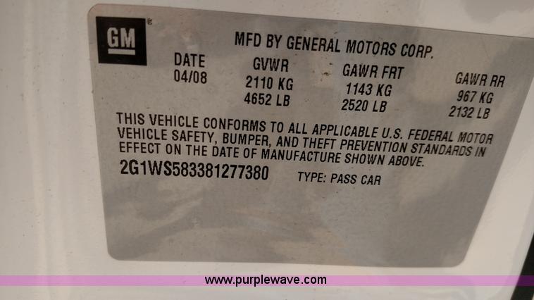 image for item F7757 2008 Chevrolet Impala Police