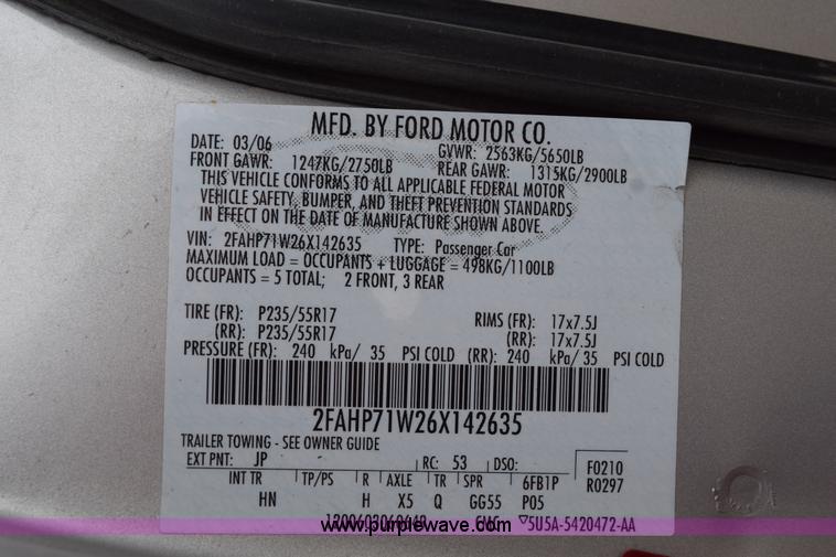 image for item H5091 2006 Ford Crown Victoria Police Interceptor