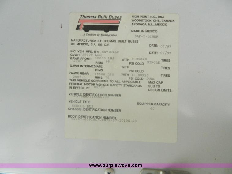 image for item K8069 1997 International 3800 school bus