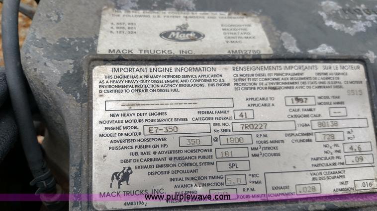 image for item F7784 1997 Mack E7-350 six cylinder diesel engine