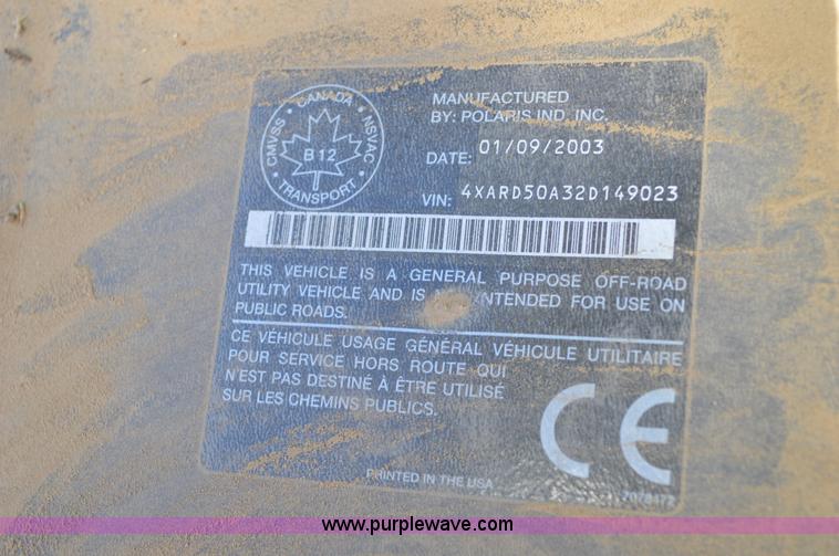 image for item G3504 2003 Polaris Ranger utility vehicle