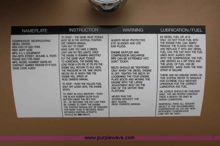 image for item H5814 Ingersoll Rand 2475 air compressor