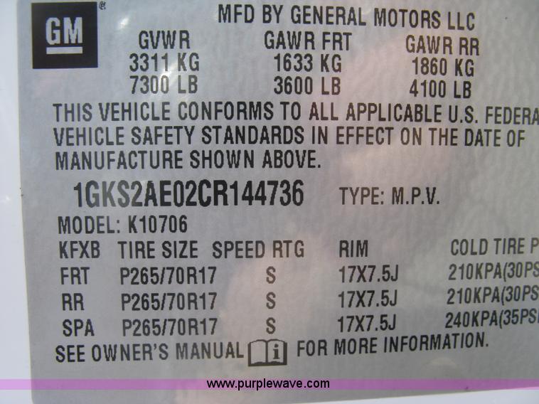 image for item H8643 2012 GMC Yukon SLE SUV