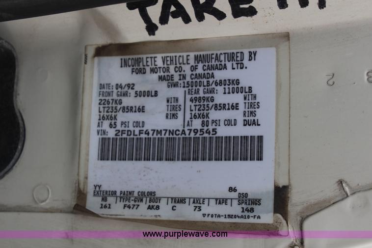 image for item K6867 1992 Ford F450 Super Duty service truck