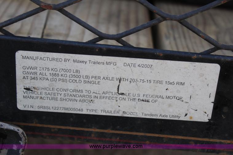 image for item I1705 2007 Maxey power washing trailer