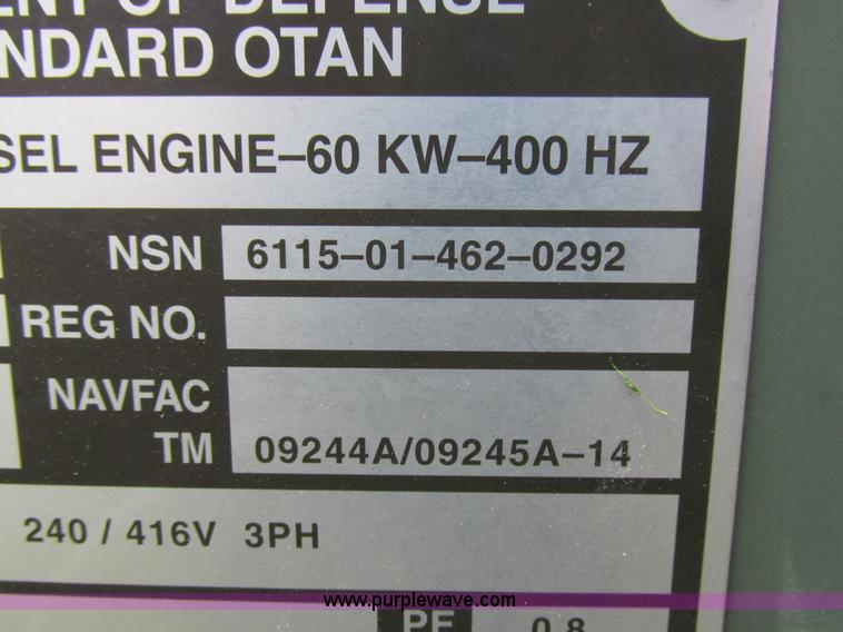 image for item K2134 2003 MCII OFNW8 MEP-816B generator