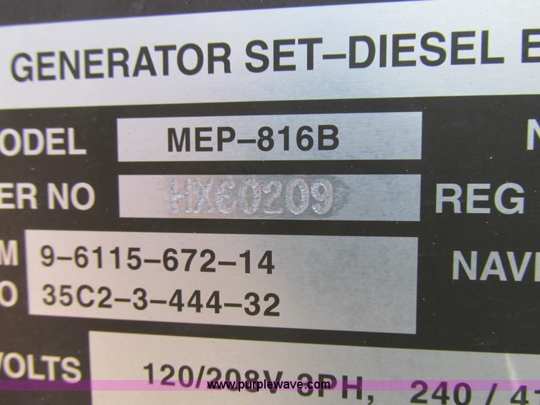 image for item K2135 2003 MCII OFNW8 MEP-816B generator
