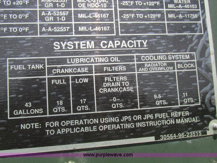 image for item K2135 2003 MCII OFNW8 MEP-816B generator
