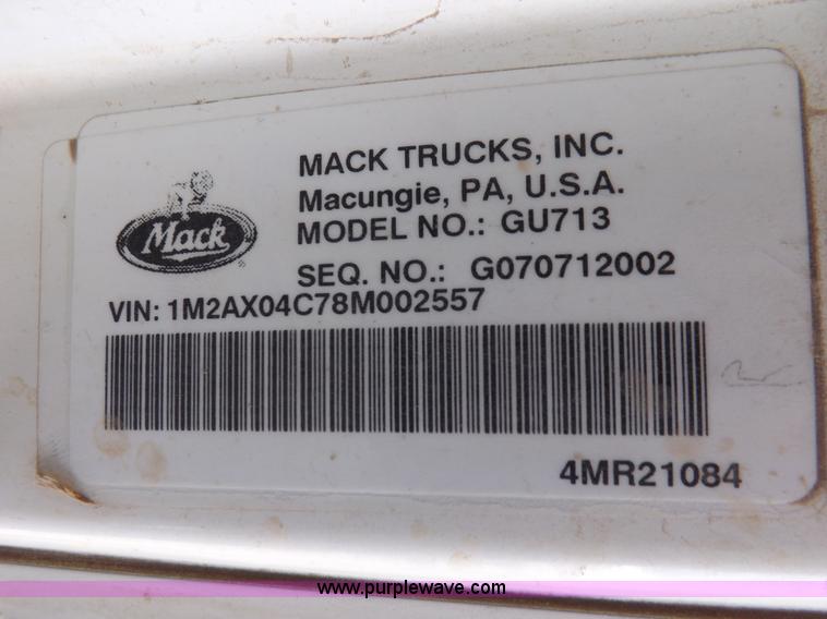 image for item K3893 2008 Mack GU713 truck tractor