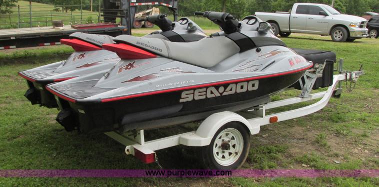 image for item B2970 (2) 2000 SeaDoo RX950 personal watercrafts with trailer