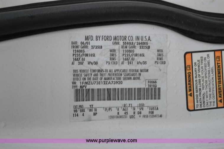 image for item G3507 2002 Ford Explorer SUV