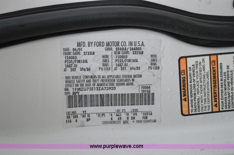 image for item G3507 2002 Ford Explorer SUV