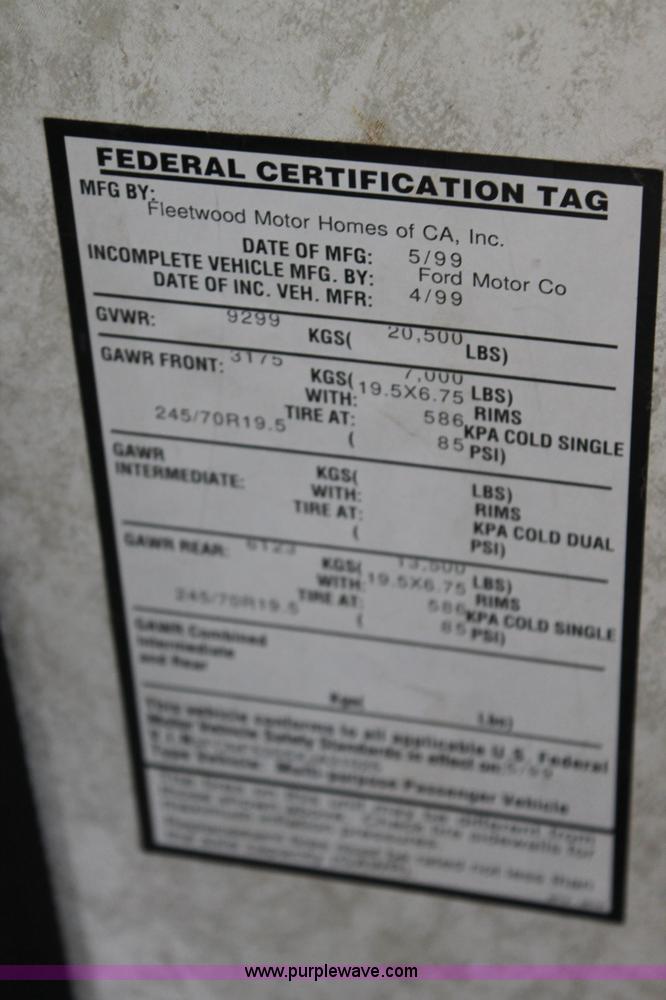 image for item H1534 1999 Ford F53 Pace Arrow RV