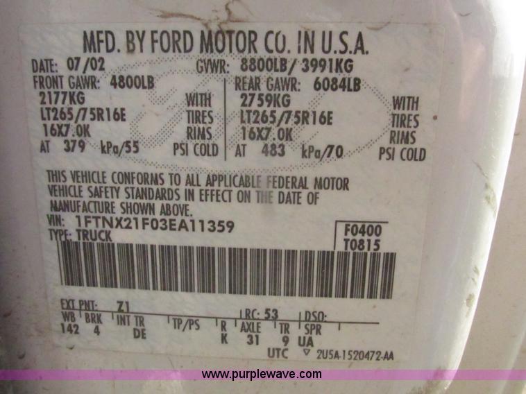 image for item H4640 2003 Ford F250 Super Duty XLT SuperCab pickup truck