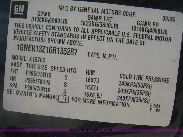 image for item H8538 2006 Chevrolet Tahoe SUV