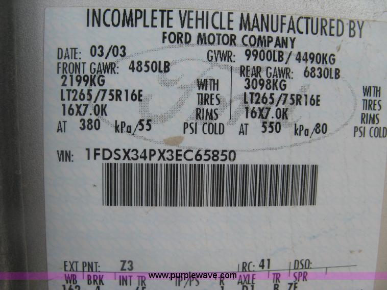 image for item H8547 2003 Ford F350 XLT utility truck