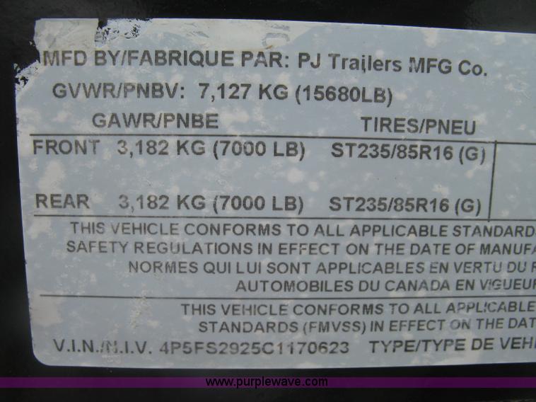 image for item H8549 2012 PJ gooseneck flatbed trailer