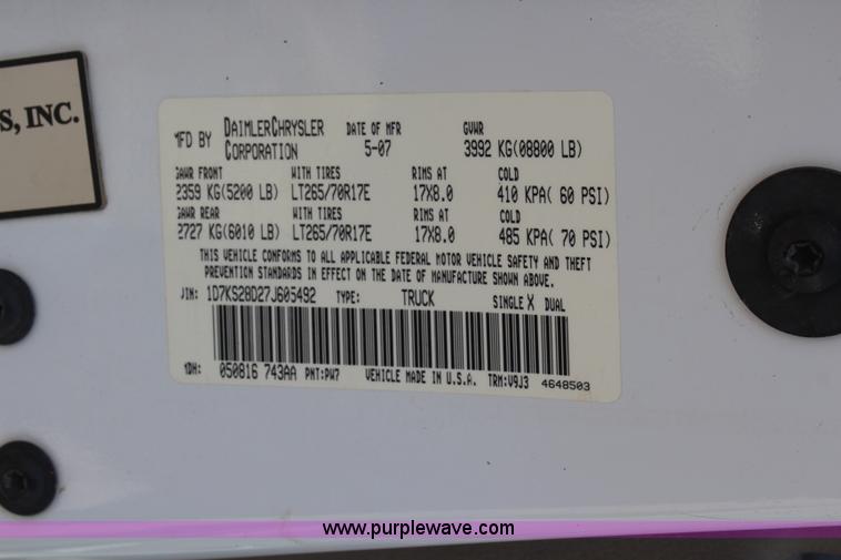 image for item K6914 2007 Dodge Ram 2500 Quad Cab pickup truck