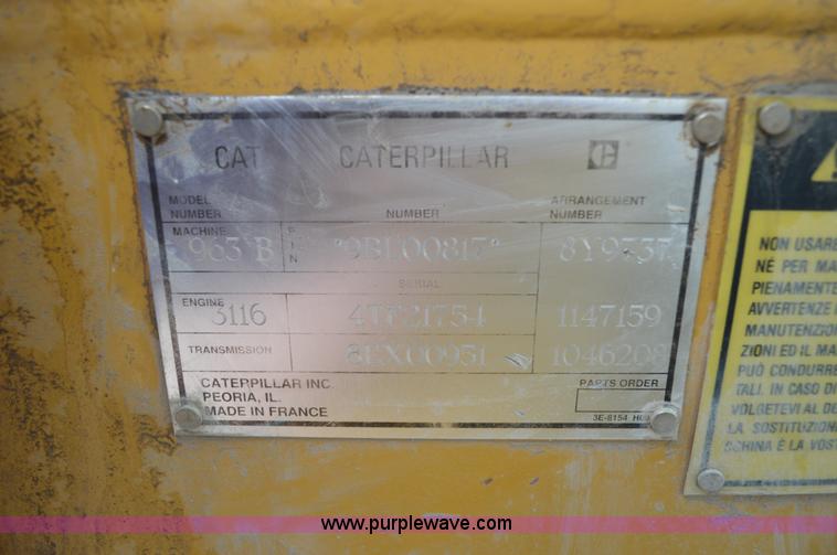 image for item G3602 1995 Caterpillar 963B track loader