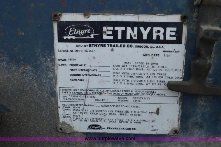 image for item G3605 1996 Etnyre SR35TL3-T1 equipment trailer