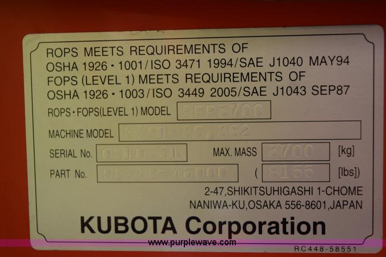 image for item H5056 2008 Kubota KX91-3 compact excavator