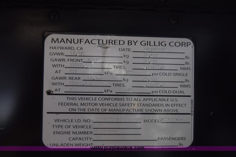 image for item K8604 2002 Gillig C20B096N4 city transit bus