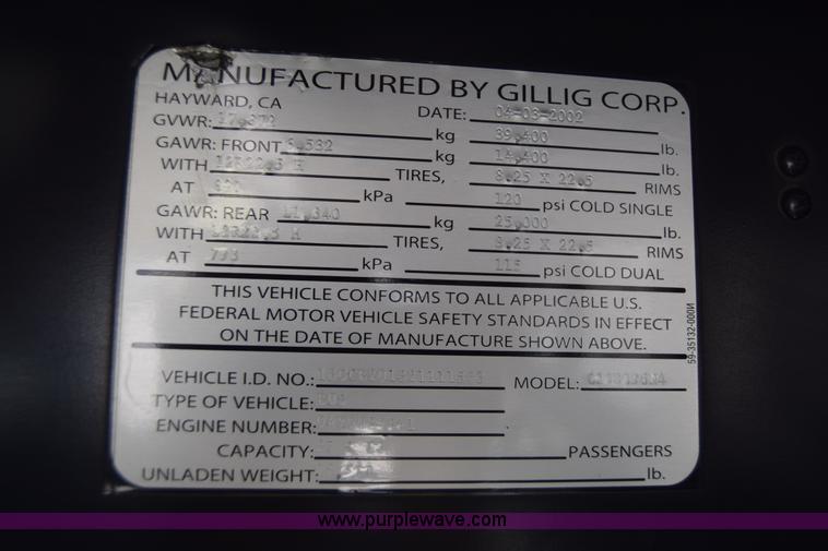 image for item K8605 2002 Gillig C20B096N4 city transit bus