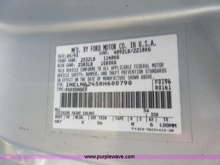 image for item D2481 1994 Mercury Cougar XR-7