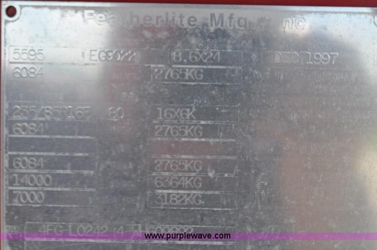 image for item F2465 1998 Featherlite STL equipment trailer