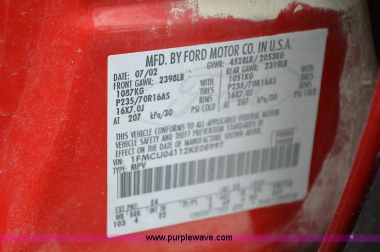 image for item G3592 2002 Ford Escape XLT SUV