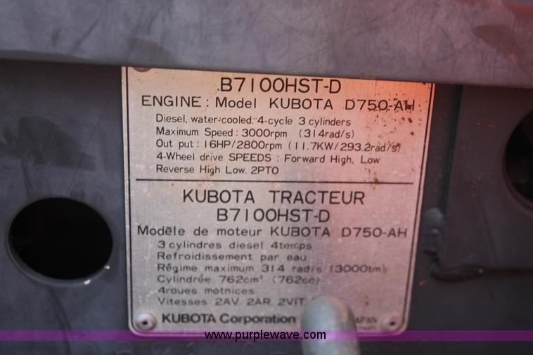 image for item H5803 Kubota B7100 MFWD utility tractor
