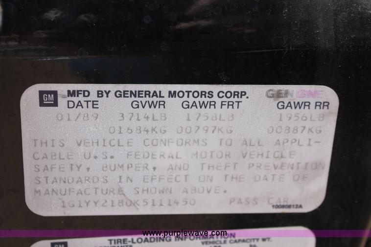 image for item H5809 1989 Chevrolet Corvette convertible