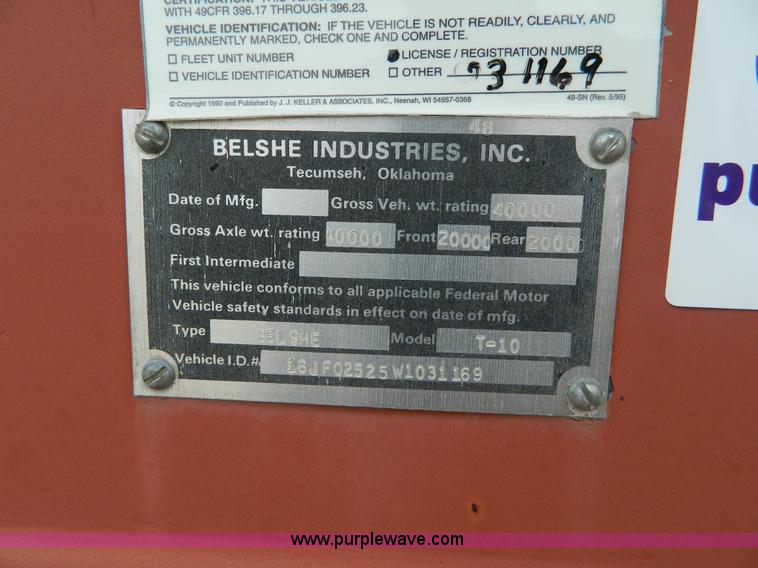 image for item K8093 1998 Belshe T10 equipment trailer
