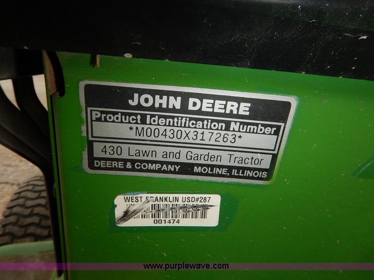 image for item BC9476 John Deere 430 lawn mower