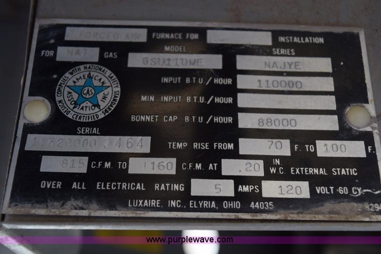 image for item BG9989 Luxaire gas furnace