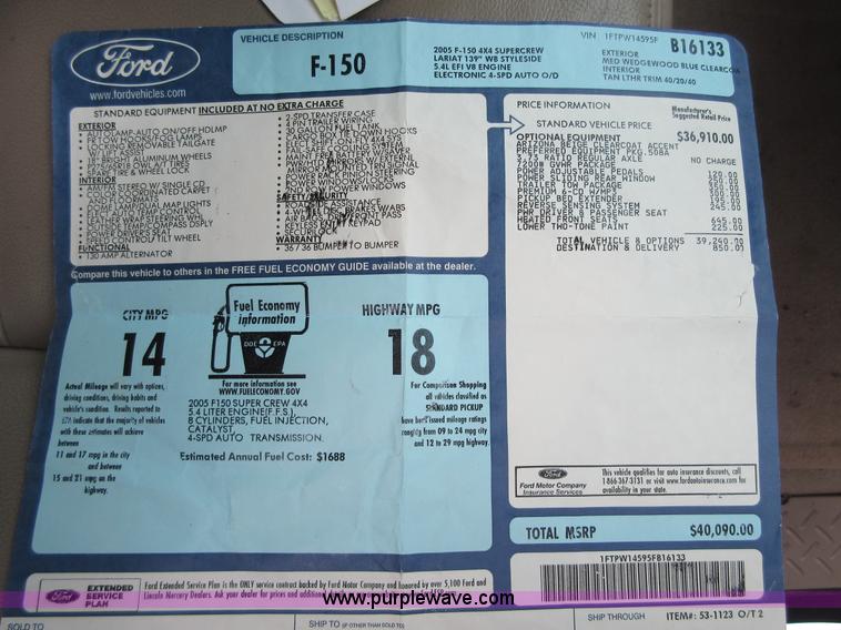 image for item D2487 2005 Ford F150 SuperCrew pickup truck